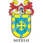 Llavero heráldico - SOTELO - Personalizado con apellido, escudo de la familia y breve descripción del origen genealógico.