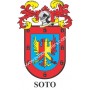 Llavero heráldico - SOTO - Personalizado con apellido, escudo de la familia y breve descripción del origen genealógico.