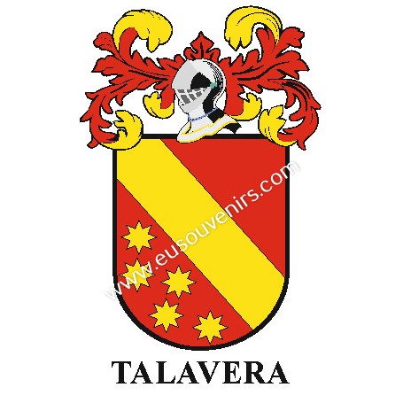 Heraldic keychain - TALAVERA - Personalized with surname, family crest and brief description of the genealogical origin.
