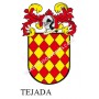 Llavero heráldico - TEJADA - Personalizado con apellido, escudo de la familia y breve descripción del origen genealógico.