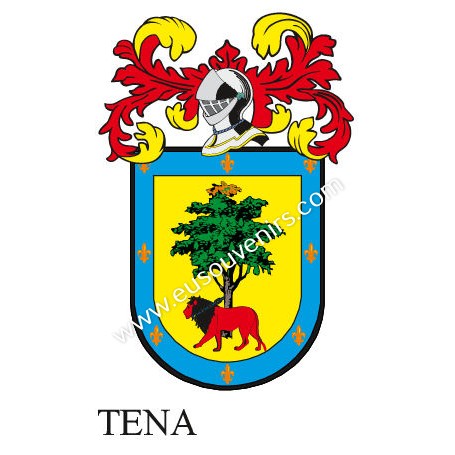 Porte-clés héraldique - TENA - Personnalisé avec le nom, l'écusson de la famille et une brève description de l'origine généalogi