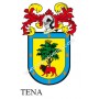 Llavero heráldico - TENA - Personalizado con apellido, escudo de la familia y breve descripción del origen genealógico.