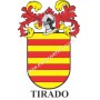 Llavero heráldico - TIRADO - Personalizado con apellido, escudo de la familia y breve descripción del origen genealógico.