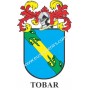 Llavero heráldico - TOBAR - Personalizado con apellido, escudo de la familia y breve descripción del origen genealógico.