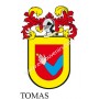 Llavero heráldico - TOMAS - Personalizado con apellido, escudo de la familia y breve descripción del origen genealógico.
