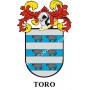 Porte-clés héraldique - TORO - Personnalisé avec le nom, l'écusson de la famille et une brève description de l'origine généalogi