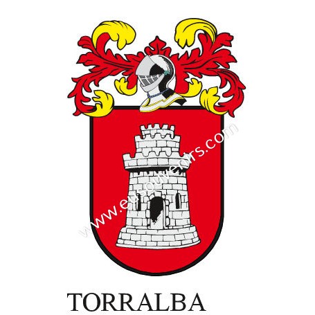 Porte-clés héraldique - TORRALBA - Personnalisé avec le nom, l'écusson de la famille et une brève description de l'origine généa