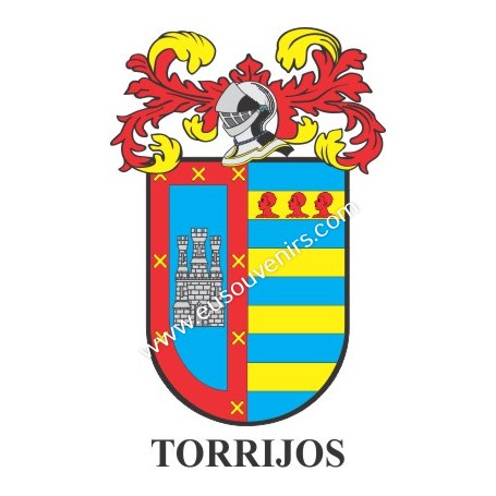Heraldic keychain - TORRIJOS - Personalized with surname, family crest and brief description of the genealogical origin.