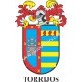 Heraldic keychain - TORRIJOS - Personalized with surname, family crest and brief description of the genealogical origin.
