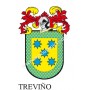 Heraldic keychain - TREVIÑO - Personalized with surname, family crest and brief description of the genealogical origin.