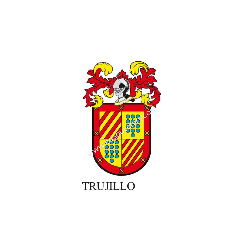 Llavero heráldico TRUJILLO Personalizado con apellido, escudo de la