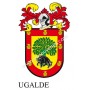 Llavero heráldico - UGALDE - Personalizado con apellido, escudo de la familia y breve descripción del origen genealógico.