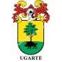 Llavero heráldico - UGARTE - Personalizado con apellido, escudo de la familia y breve descripción del origen genealógico.