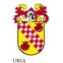 Porte-clés héraldique - URIA - Personnalisé avec le nom, l'écusson de la famille et une brève description de l'origine généalogi