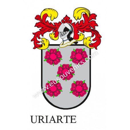 Llavero heráldico - URIARTE - Personalizado con apellido, escudo de la familia y breve descripción del origen genealógico.