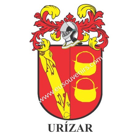 Porte-clés héraldique - URIZAR - Personnalisé avec le nom, l'écusson de la famille et une brève description de l'origine généalo