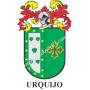 Llavero heráldico - URQUIJO - Personalizado con apellido, escudo de la familia y breve descripción del origen genealógico.
