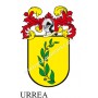 Llavero heráldico - URREA - Personalizado con apellido, escudo de la familia y breve descripción del origen genealógico.