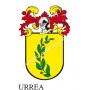 Porte-clés héraldique - URREA - Personnalisé avec le nom, l'écusson de la famille et une brève description de l'origine généalog