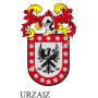 Heraldic keychain - URZAIZ - Personalized with surname, family crest and brief description of the genealogical origin.