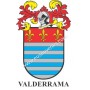 Heraldic keychain - VALDERRAMA - Personalized with surname, family crest and brief description of the genealogical origin.