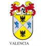 Llavero heráldico - VALENCIA - Personalizado con apellido, escudo de la familia y breve descripción del origen genealógico.