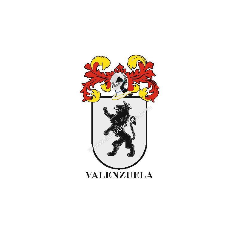 Llavero heráldico VALENZUELA Personalizado con apellido, escudo de la familia y breve