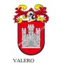 Llavero heráldico - VALERO - Personalizado con apellido, escudo de la familia y breve descripción del origen genealógico.