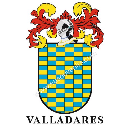 Porte-clés héraldique - VALLADARES - Personnalisé avec le nom, l'écusson de la famille et une brève description de l'origine gén
