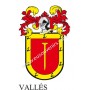 Heraldic keychain - VALLES - Personalized with surname, family crest and brief description of the genealogical origin.