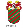 Heraldic keychain - VARELA - Personalized with surname, family crest and brief description of the genealogical origin.