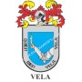 Llavero heráldico - VELA - Personalizado con apellido, escudo de la familia y breve descripción del origen genealógico.