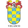 Llavero heráldico - VELASCO - Personalizado con apellido, escudo de la familia y breve descripción del origen genealógico.
