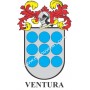 Heraldic keychain - VENTURA - Personalized with surname, family crest and brief description of the genealogical origin.