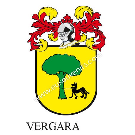 Llavero heráldico - VERGARA - Personalizado con apellido, escudo de la familia y breve descripción del origen genealógico.