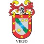 Heraldic keychain - VIEJO - Personalized with surname, family crest and brief description of the genealogical origin.