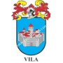Llavero heráldico - VILA - Personalizado con apellido, escudo de la familia y breve descripción del origen genealógico.