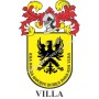 Llavero heráldico - VILLA - Personalizado con apellido, escudo de la familia y breve descripción del origen genealógico.