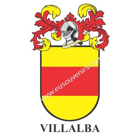 Porte-clés héraldique - VILLALBA - Personnalisé avec le nom, l'écusson de la famille et une brève description de l'origine généa