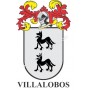 Heraldic keychain - VILLALOBOS - Personalized with surname, family crest and brief description of the genealogical origin.