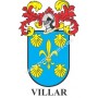Heraldic keychain - VILLAR - Personalized with surname, family crest and brief description of the genealogical origin.