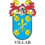 Llavero heráldico - VILLAR - Personalizado con apellido, escudo de la familia y breve descripción del origen genealógico.