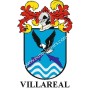 Heraldic keychain - VILLAREAL - Personalized with surname, family crest and brief description of the genealogical origin.