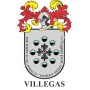 Heraldic keychain - VILLEGAS - Personalized with surname, family crest and brief description of the genealogical origin.