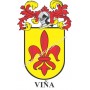Llavero heráldico - VIÑA - Personalizado con apellido, escudo de la familia y breve descripción del origen genealógico.