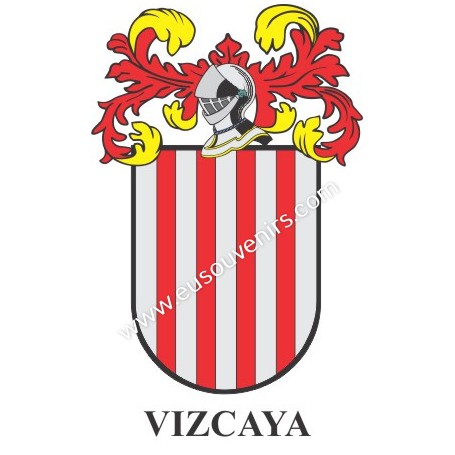 Llavero heráldico - VIZCAYA - Personalizado con apellido, escudo de la familia y breve descripción del origen genealógico.