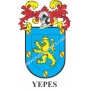 Heraldic keychain - YEPES - Personalized with surname, family crest and brief description of the genealogical origin.