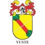 Llavero heráldico - YUSTE - Personalizado con apellido, escudo de la familia y breve descripción del origen genealógico.