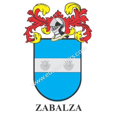 Porte-clés héraldique - ZABALZA - Personnalisé avec le nom, l'écusson de la famille et une brève description de l'origine généal