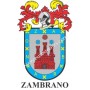 Llavero heráldico - ZAMBRANO - Personalizado con apellido, escudo de la familia y breve descripción del origen genealógico.